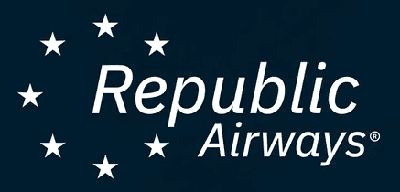 Republic Airways logo, Century Air airline pathway partner, guaranteed first officer interview program.