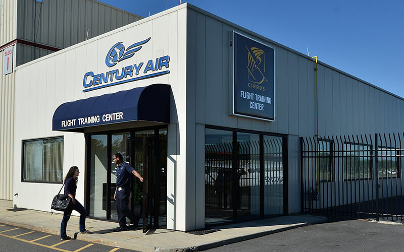 Century Air flight school entrance at Essex County Airport, Caldwell New Jersey, near New York City